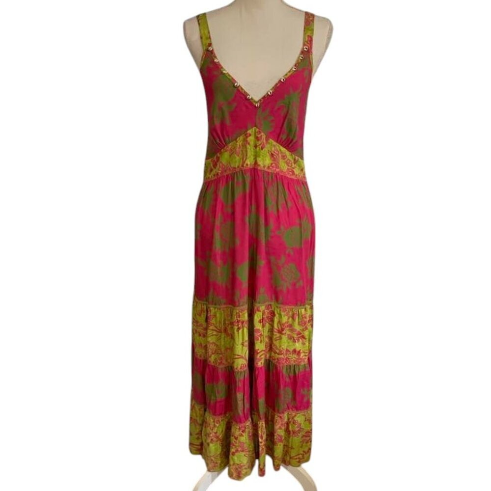 USINDO Pink Floral Tropical BOHO Maxi Dress